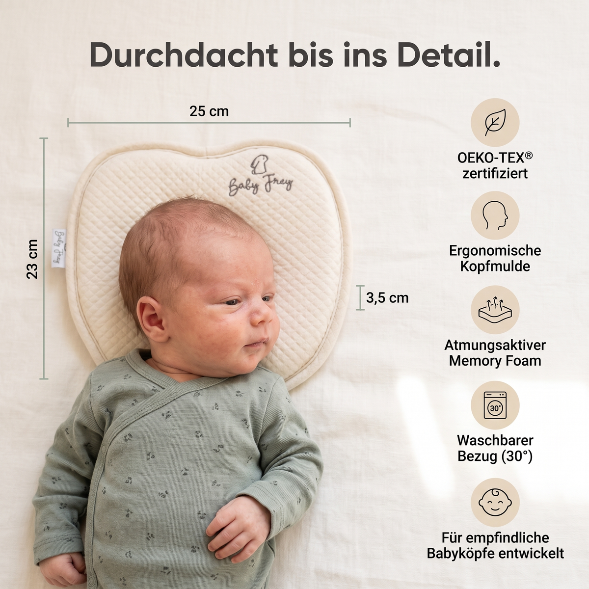 Baby Frey™ Lagerungskissen gegen Kopfverformung