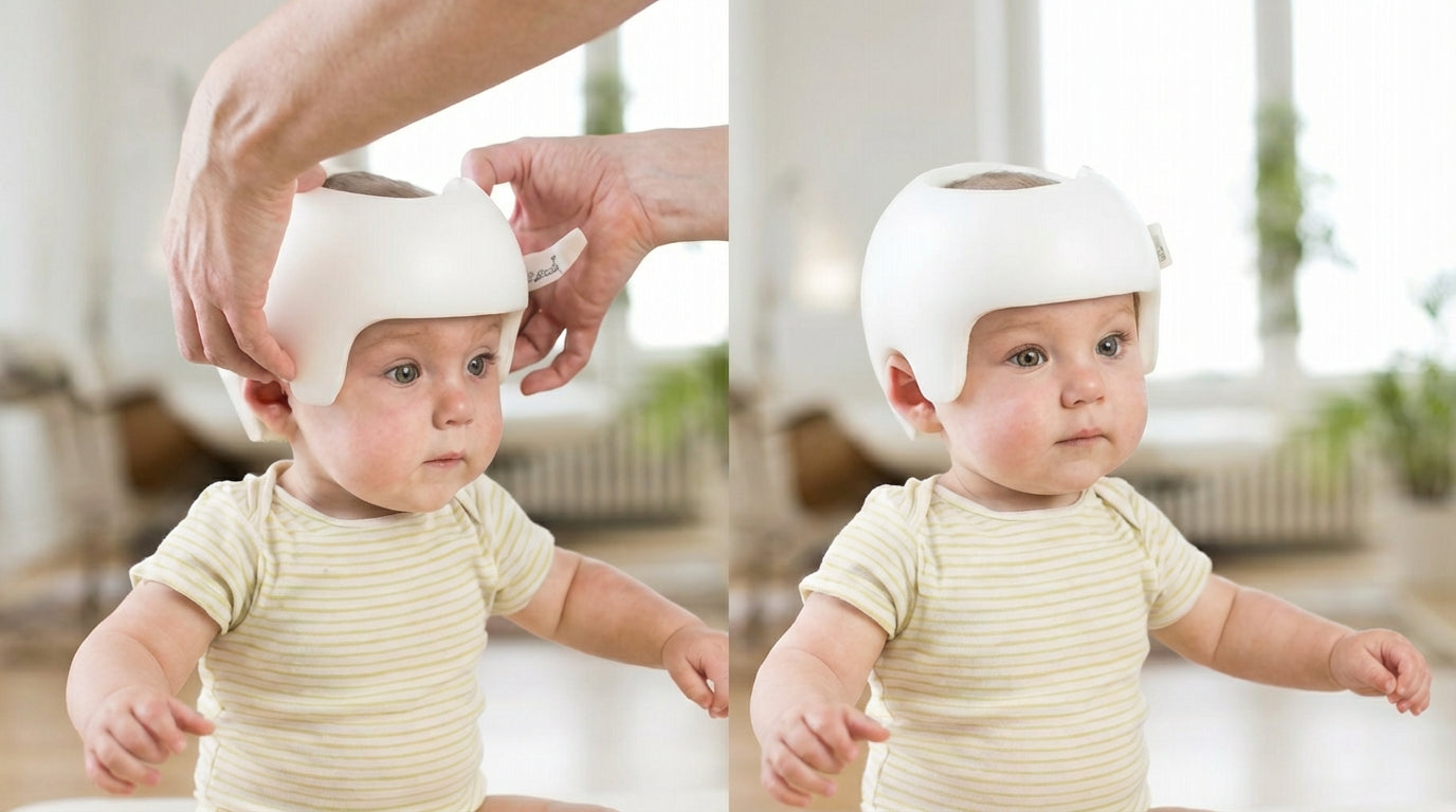 Baby mit Helm